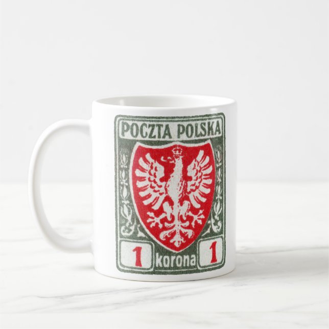 1919 1k Polish Eagle Stamp Coffee Mug (Left)