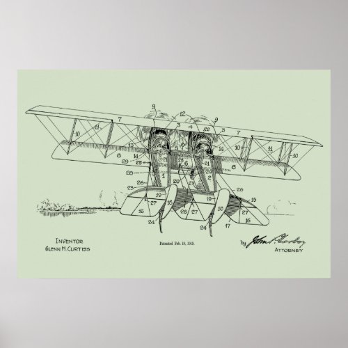 1919 Airplane Biplane Patent Drawing Art Print