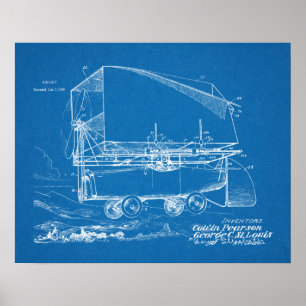 1919 Airship Flying Car Patent Art Drawing Print