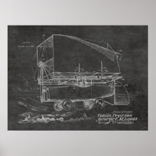 1919 Flying Car Airship Patent Art Drawing Print