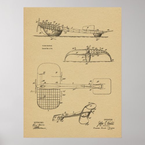 1919 Flying Machine Seaplane Patent Drawing Print