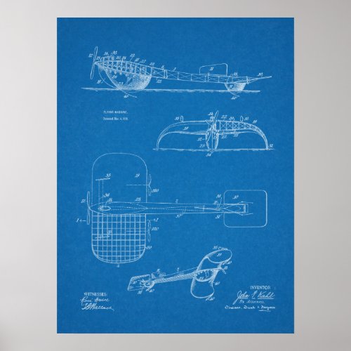 1919 Flying Machine Seaplane Patent Drawing Print