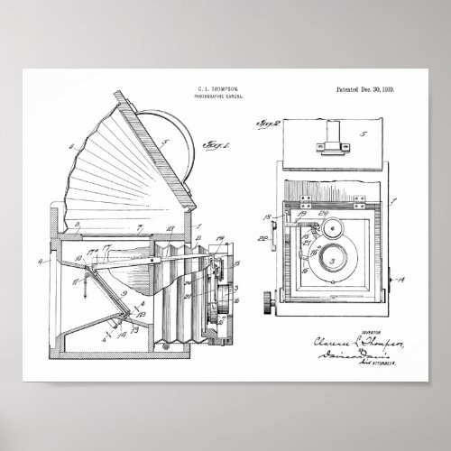 1919 Folding Camera Patent Art Drawing Print