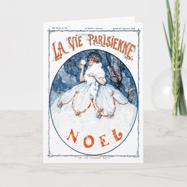 1919!!! FRENCH SNOW QUEEN CHRISTMAS GREETING HOLIDAY CARD (Front)