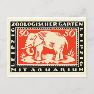 1919 Germany Leipzig Zoo Notgeld Banknote Postcard