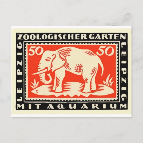 1919 Germany Leipzig Zoo Notgeld Banknote Postcard