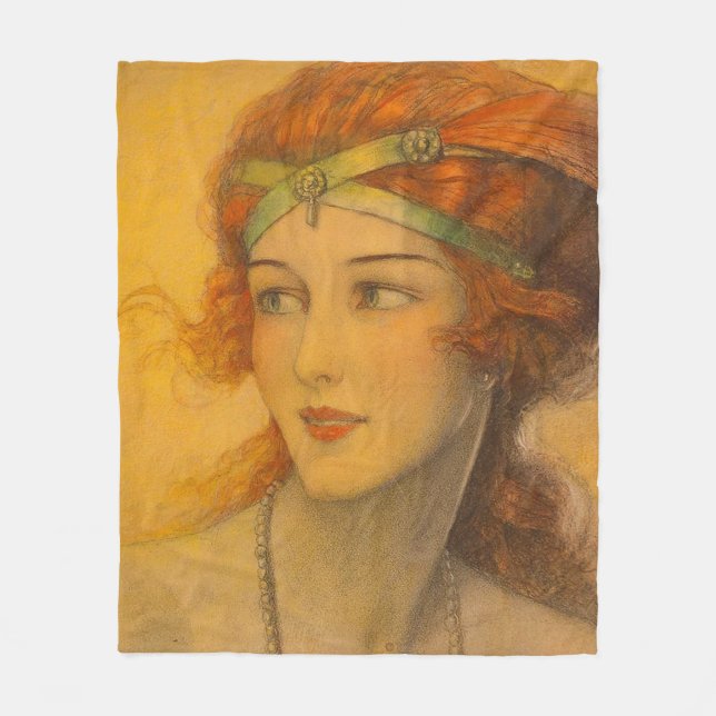 1919 gorgeous redhead fleece blanket (Front)