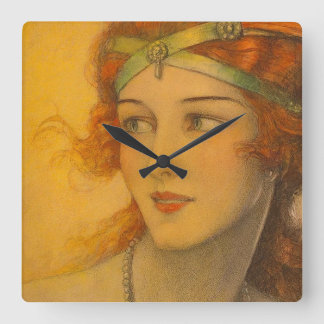 1919 gorgeous redhead square wall clock