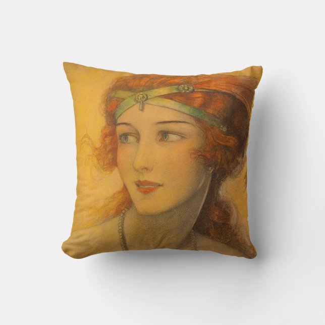 1919 gorgeous redhead throw pillow (Front)