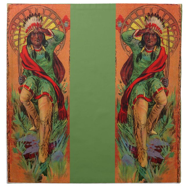 1919 Native American Indian illustration Cloth Napkin (Front)