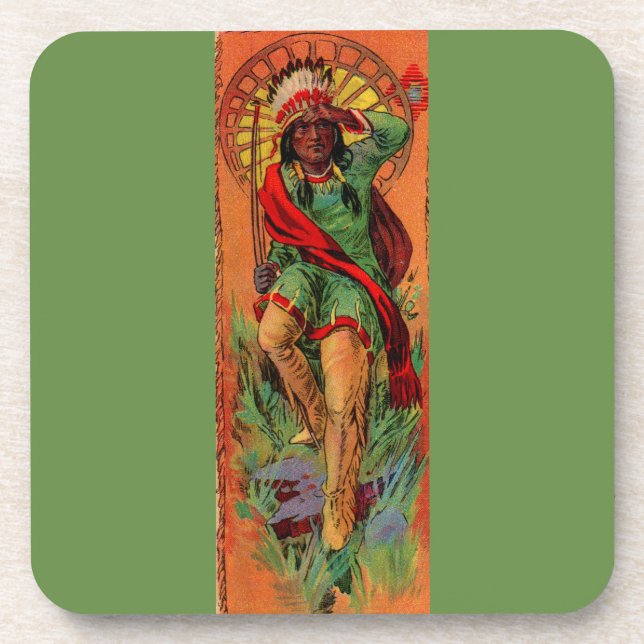1919 Native American Indian illustration Drink Coaster (Front)