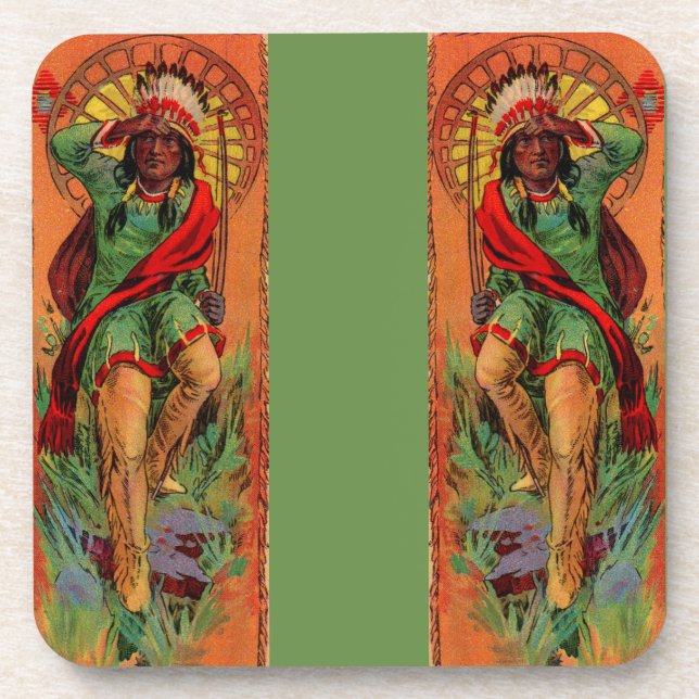 1919 Native American Indian illustration Drink Coaster (Front)