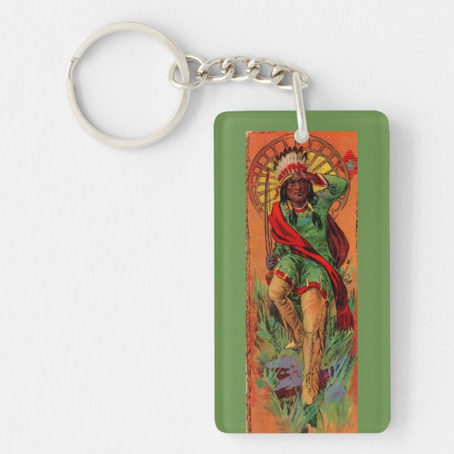 1919 Native American Indian illustration Keychain (Front)