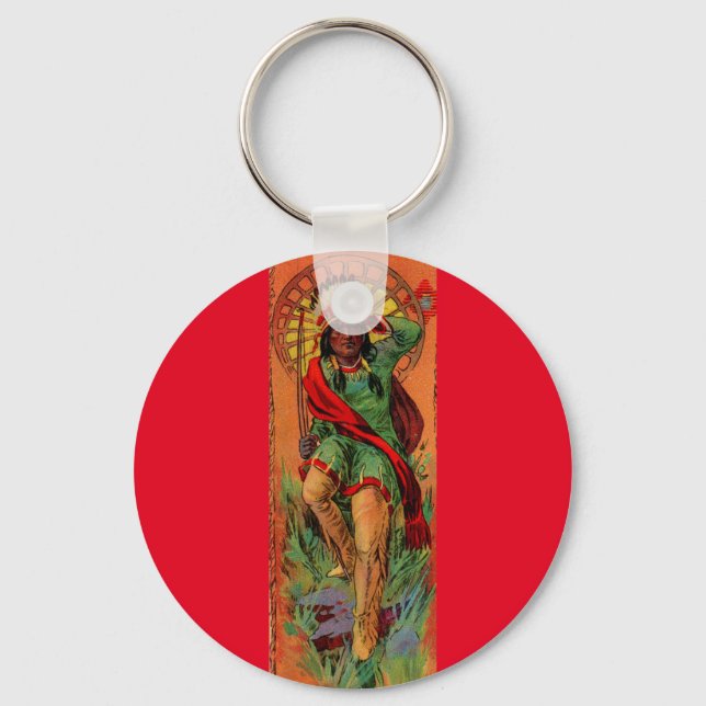 1919 Native American Indian illustration Keychain (Front)
