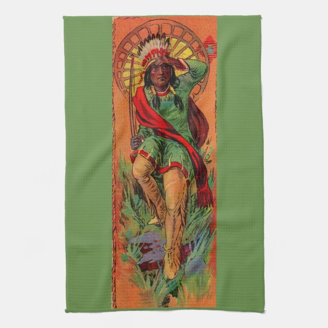 1919 Native American Indian illustration Kitchen Towel (Vertical)