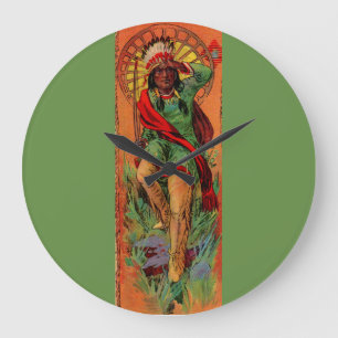 1919 Native American Indian illustration Large Clock