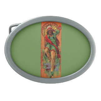 1919 Native American Indian illustration Oval Belt Buckle