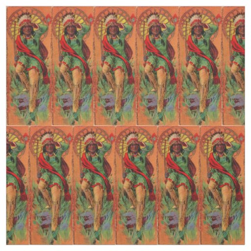 1919 Native American Indian illustration print Fabric