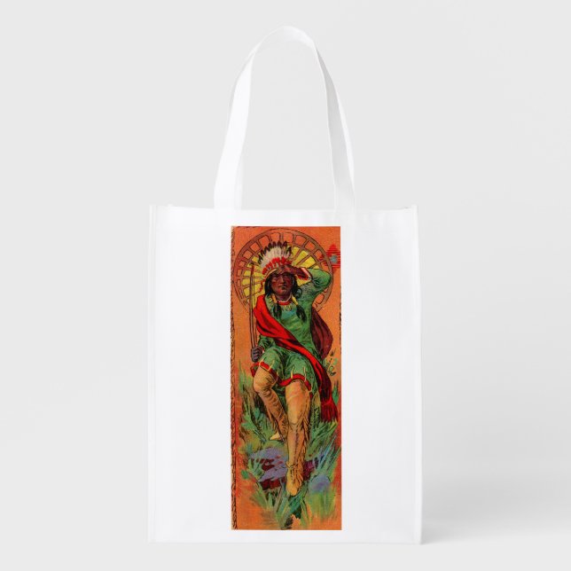 1919 Native American Indian illustration Reusable Grocery Bag (Front)