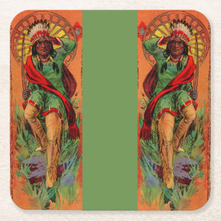 1919 Native American Indian illustration Square Paper Coaster