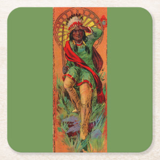 1919 Native American Indian illustration Square Paper Coaster