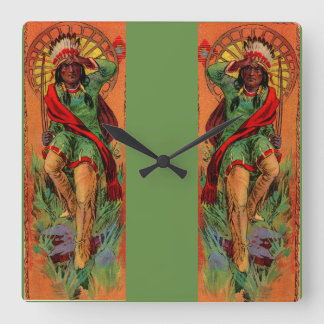 1919 Native American Indian illustration Square Wall Clock