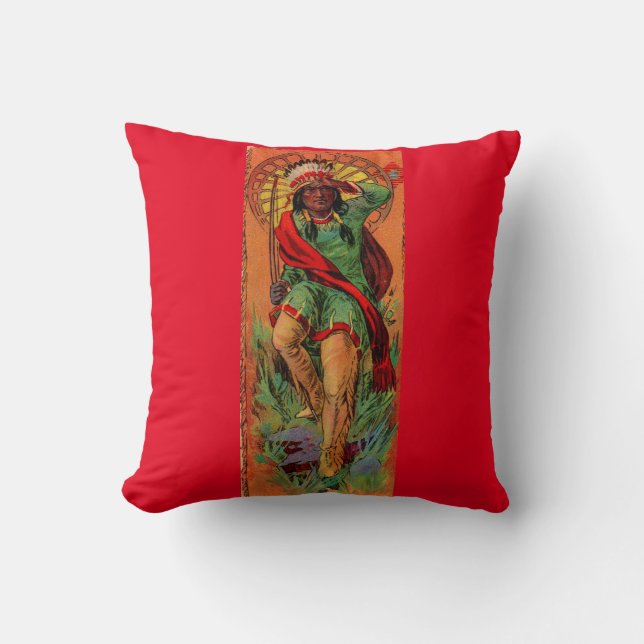 1919 Native American Indian illustration Throw Pillow (Front)