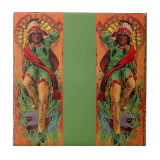 1919 Native American Indian illustration Tile
