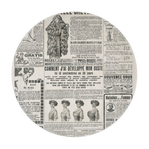 1919 Paris Fashion Antique Newspaper Page Cutting Board