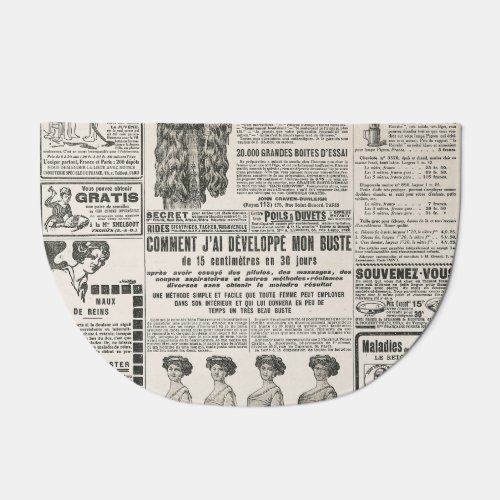 1919 Paris Fashion Antique Newspaper Page Doormat