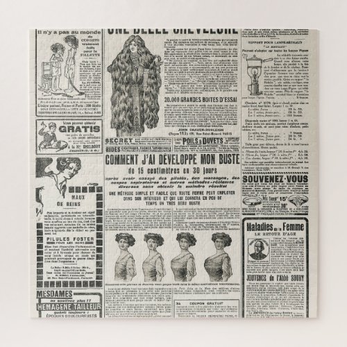 1919 Paris Fashion Antique Newspaper Page Jigsaw Puzzle
