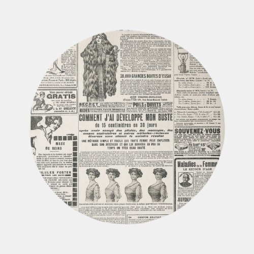 1919 Paris Fashion Antique Newspaper Page Rug
