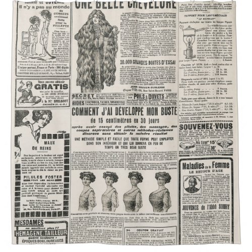 1919 Paris Fashion Antique Newspaper Page Shower Curtain