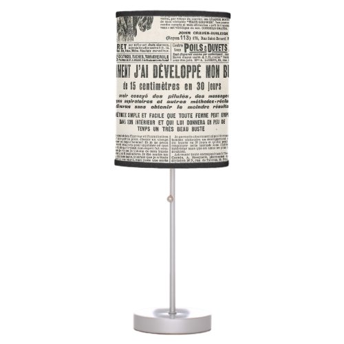 1919 Paris Fashion Antique Newspaper Page Table Lamp