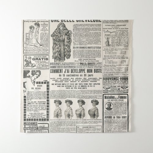 1919 Paris Fashion Antique Newspaper Page Tapestry