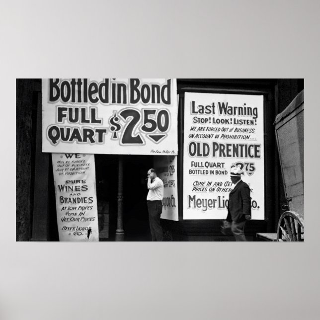 1919 PROHIBITION LAST WARNING SALE POSTER (Front)