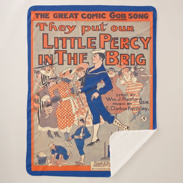  1919 They Put Our Little Percy in the Brig  Sherpa Blanket (Front)