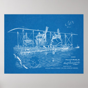 1919 War Biplane Airplane Patent Art Drawing Print