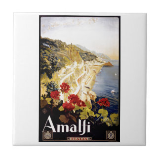 1920 Amalfi Coast Italy Travel Poster Ceramic Tile