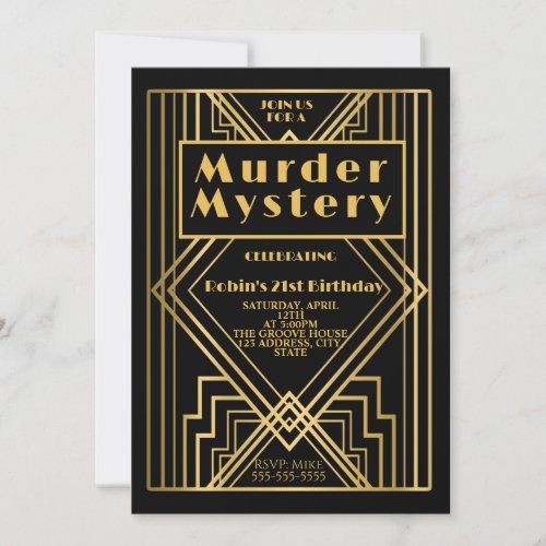 1920 art deco murder mystery birthday party invita invitation