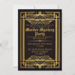 1920 art deco murder mystery birthday party invitation | Zazzle