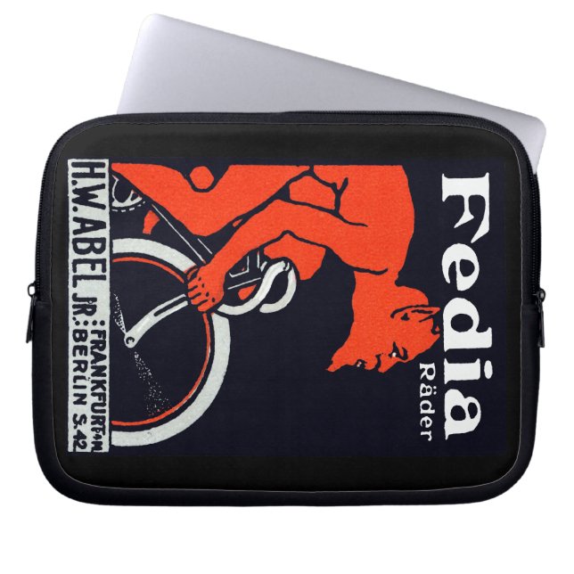 1920 Devil Riding a Bicycle Laptop Sleeve (Front)