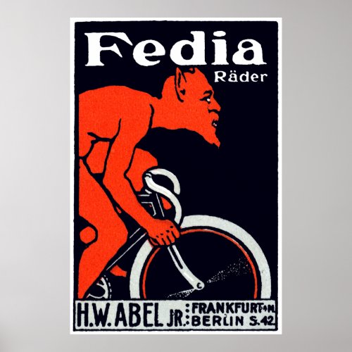 1920 Devil riding a Bicycle Poster