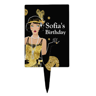 1920 flapper girl  gatsby , Art Deco Cake Topper