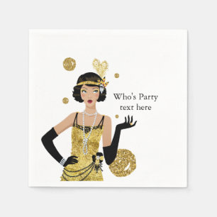 1920 flapper girl gatsby , Art Deco Napkins