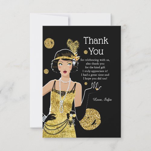 1920 flapper girl  gatsby  Art Deco Thank You Card