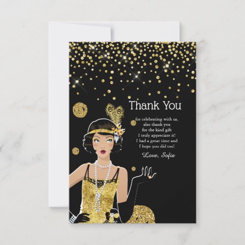 1920 flapper girl  gatsby  Art Deco Thank You Card