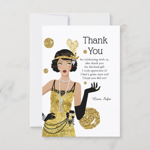 1920 flapper girl  gatsby  Art Deco Thank You Card