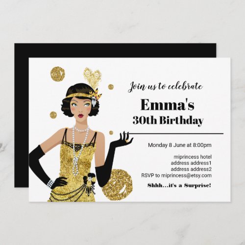 1920 flapper girl invitation gatsby birthday invitation