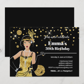 1920 flapper girl invitation, gatsby birthday invitation